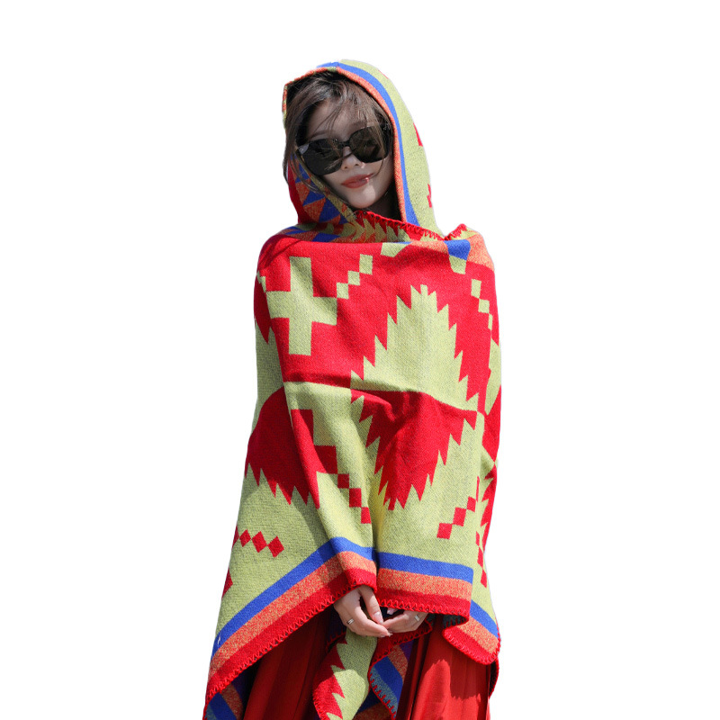 New Ethnic Style Thickened Shawl Xinjiang Tibet Yunnan Travel Photography Clock-in Wear Cape Warm Coat for Women