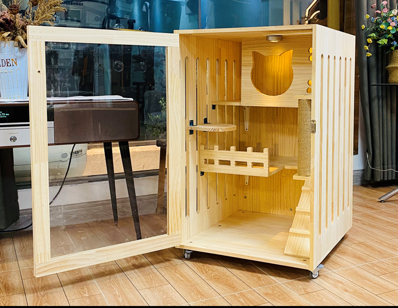 猫别墅实木猫笼猫舍猫柜豪华猫窝猫展示柜宠物笼具猫繁育笼猫酒店