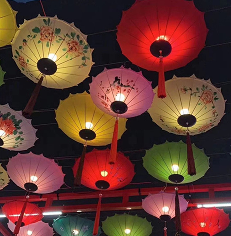 中式落地吊灯景区街道仿古户外室内网红铁艺弹力布pvc异形宫灯笼