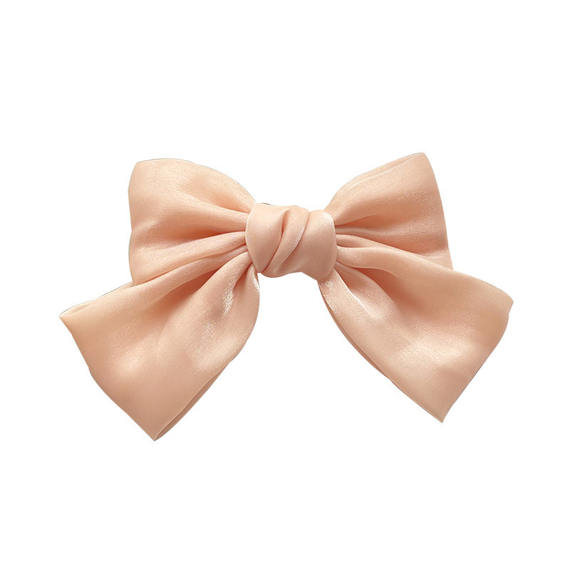 Satin Lace Large Bow Hair Clip Women's Ponytail Back Head Barrettes Solid Color Graceful Online Influencer Hair Accessories Wholesale