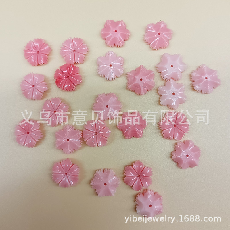 Candy Color Six-Petal Receptacle Synthetic Coral Pink Pressed Pink Shell Polishing Carving DIY Spacer Beads Craft Ornament Accessories