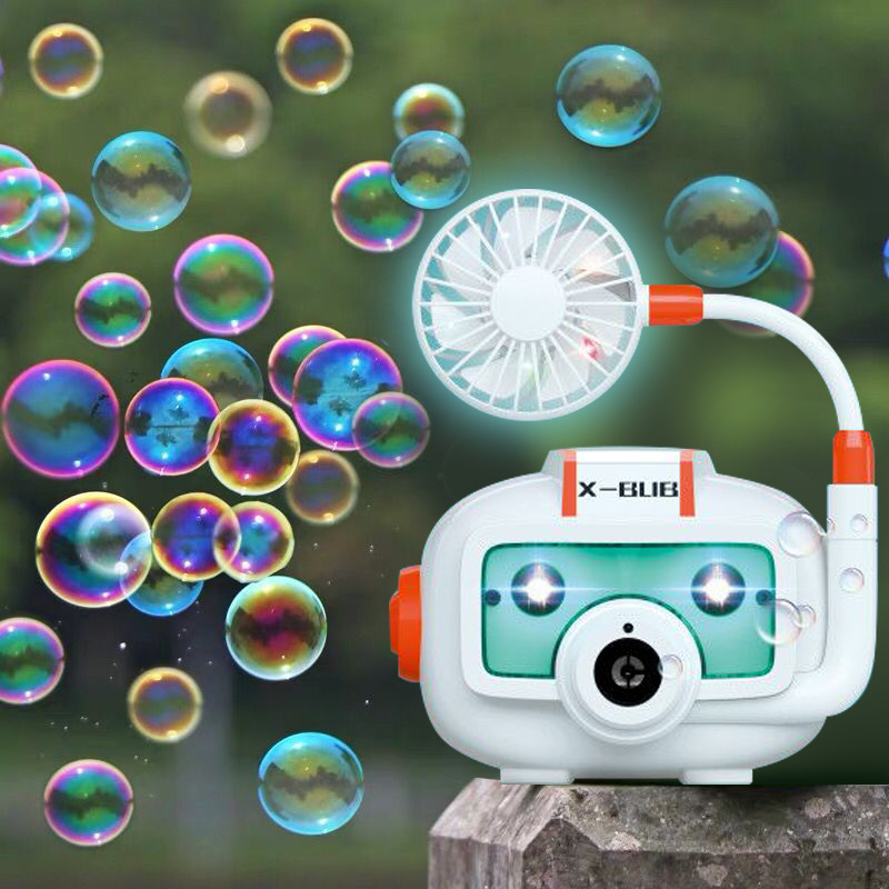 Bubble Machine Electric Fan Bubble Gun Children's Automatic Bubble Blowing Camera Luminous Music Toys Cross-Border Outdoor