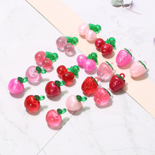 珠光透明樱桃草莓苹果带扣水果树脂配件 diy耳环耳钉钥匙扣吊坠材