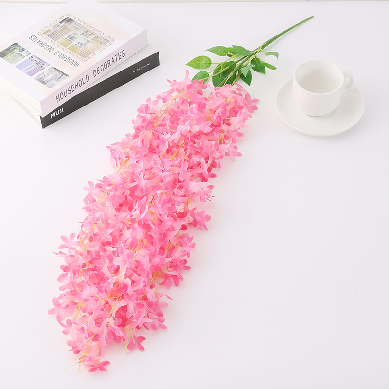 Cross-Border Artificial Flower Wisteria Flower Lilac Wall Hanging Tofu Pudding Ceiling Wedding Celebration Decoration Photography Props Silk Flower Fake Flower Wholesale