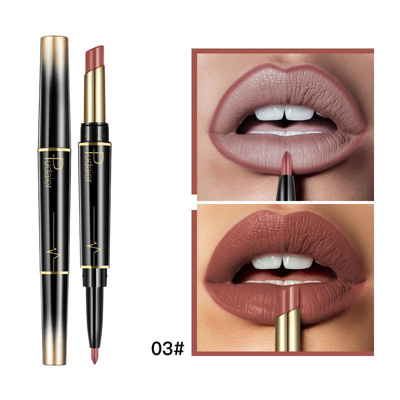 Amazon Pudaier Double-Headed Lipstick Lip Liner Matte Makeup Color Lip Lacquer 16 Colors Lipstick Pen