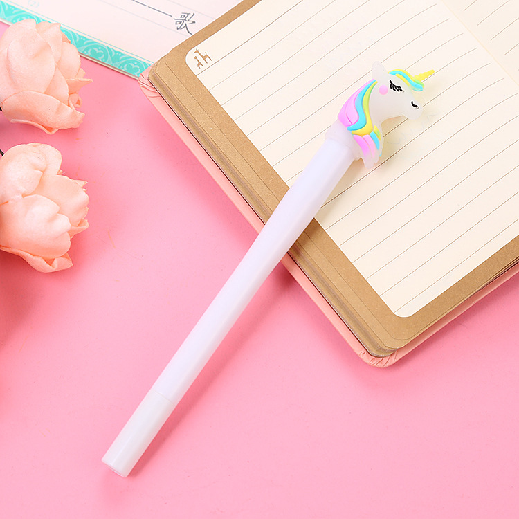 Cute Unicorn Light-Emitting Gel Pen Cartoon Student Pen Creative Stationery Macaron Color Water-Based Sign Pen