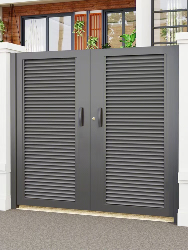 厂家供应铝艺大门 庭院铝合金艺术门 户外别墅对开门 款式新颖