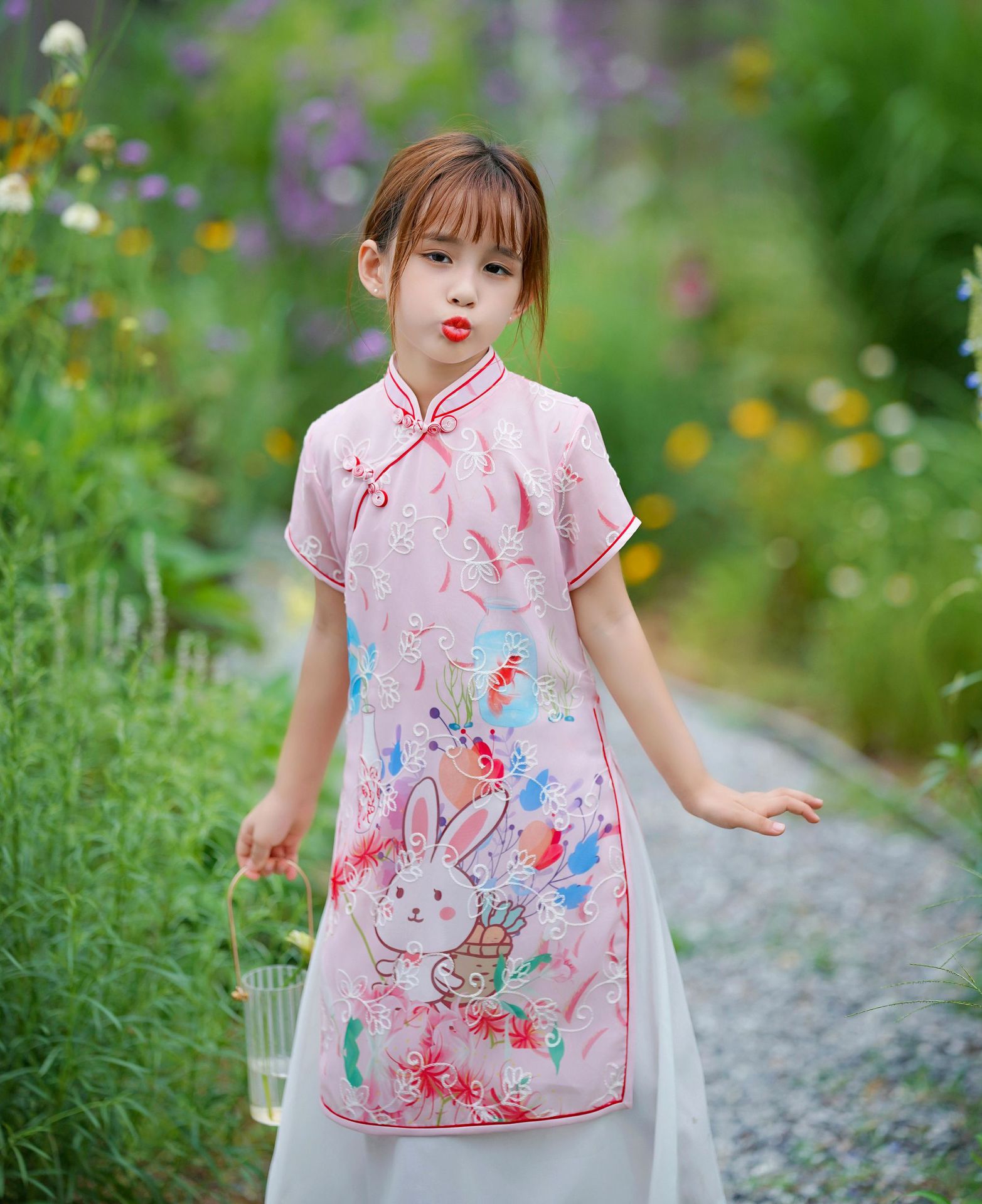 2022春夏新款女童改良旗袍连衣裙中国风儿童古筝演出服小女孩洋气