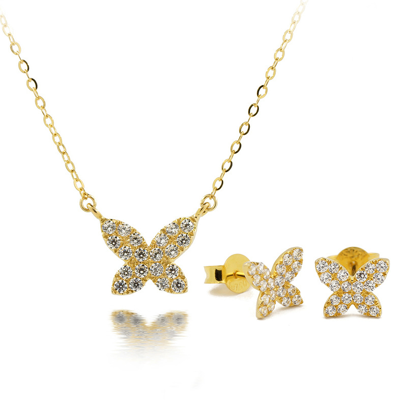 为美18k金首饰套装两件套au750首饰套装k金项链耳钉套装水贝珠宝