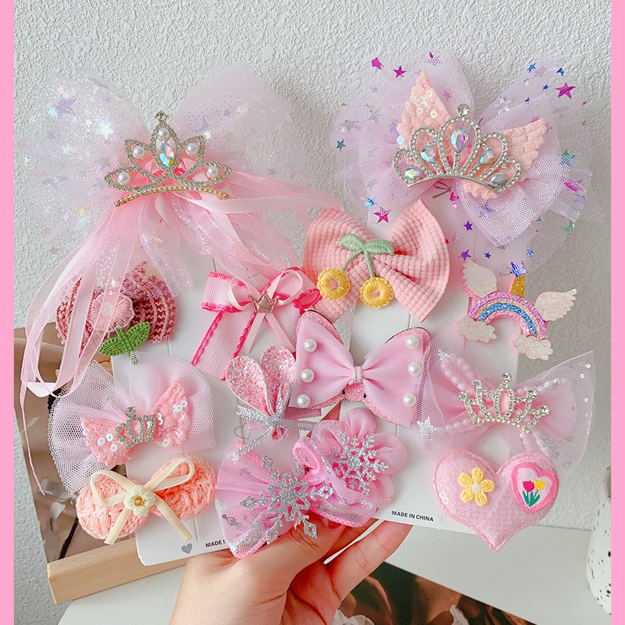 艾莎公主头饰冰雪奇缘儿童发夹爱莎蝴蝶结发卡小女孩发饰女童套装