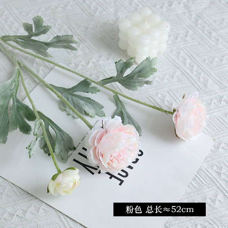 Artificial Flower And Artificial Plant Artificial High-End Flocking 3-Head Qianzi Lotus Artificial Flower Ins Simple European Style Home Living Room Decoration Fake Flower Wholesale
