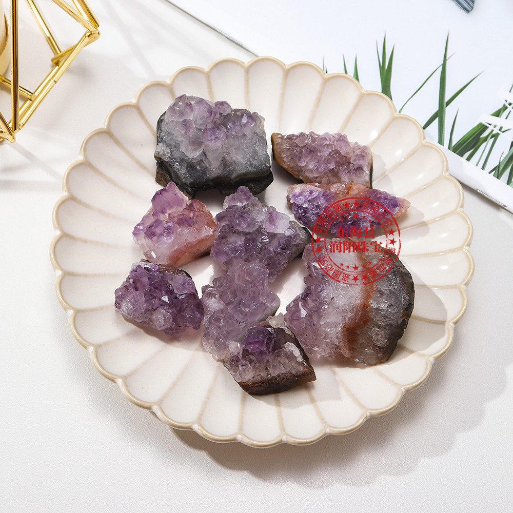 批发1kg天然紫晶块 薰衣草紫色水晶簇消磁原石跨境热销水晶能量石