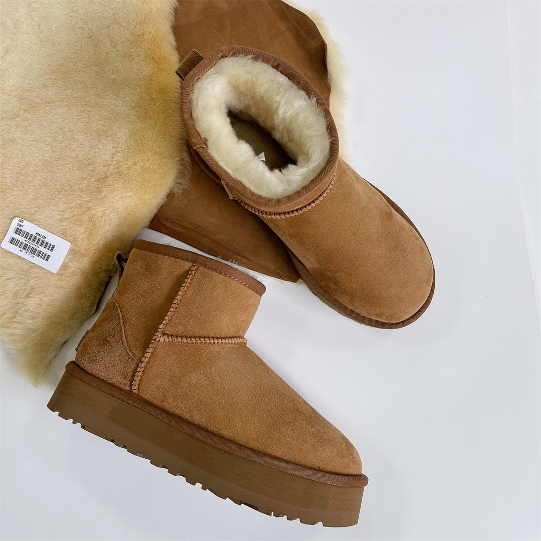 Pzzugg Snow Boots Women's New Henan Sangpo Fur Integrated in Thick Bottom Short Cotton Shoes Winter PZ Women Ugg