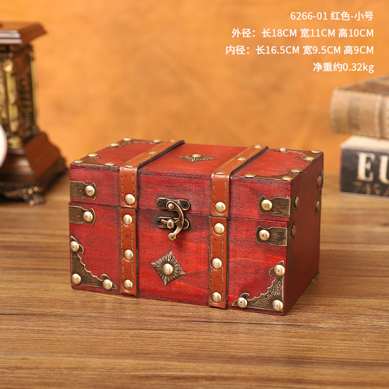 European-Style Retro Box Wooden Square Jewelry Box Wooden Retro Box Props Storage Crafts