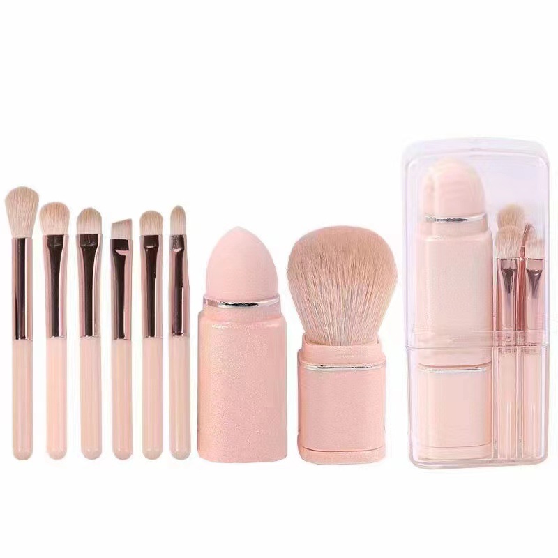 square portable 8 in 1 retractable brush makeup brush set eye shadow brush concealer brush beauty tools makeup brush