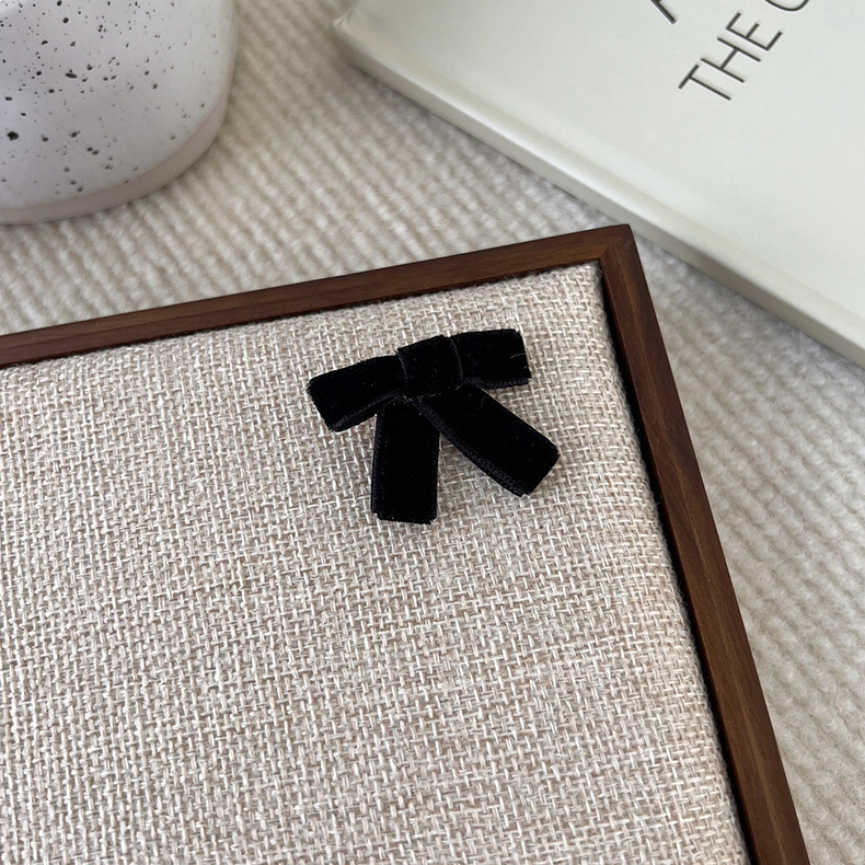 Black Velvet Small Exquisite Bow a Pair of Hairclips Hairpin Autumn and Winter Sweet Headwear Japanese Style Side Clip