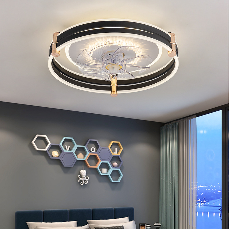 Simple Ceiling Fan Lamp Living Room Dining Room Bedroom Shaking Head Variable Frequency Fan Home Smart Lamps Zhongshan Factory