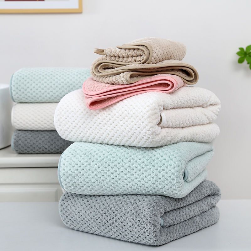 不易掉毛浴巾毛巾吸水柔软菠萝格两件套男女家用洗澡速干可穿可裹