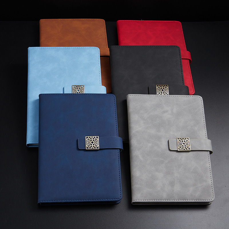 Chinese Style Notebook Gift Set A5 Window Flower Buckle Business Notepad National Fashion Office Book Printed Logo Wholesale