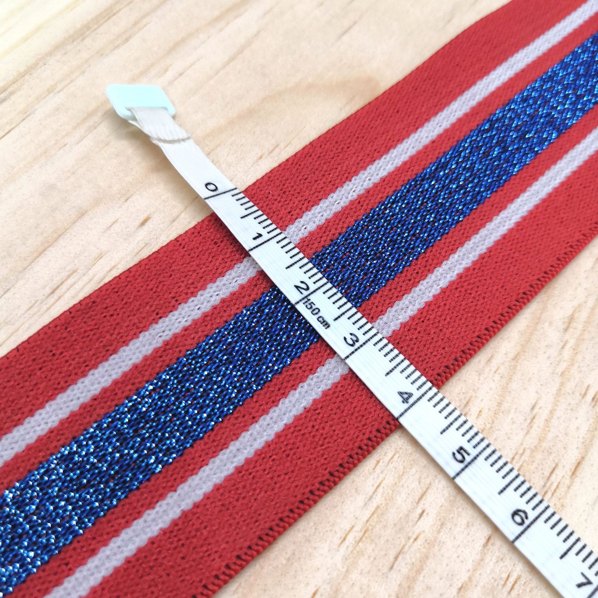 4cm弹力提花松紧带金银丝彩色线 可定制 条纹间色织带 松紧带工厂