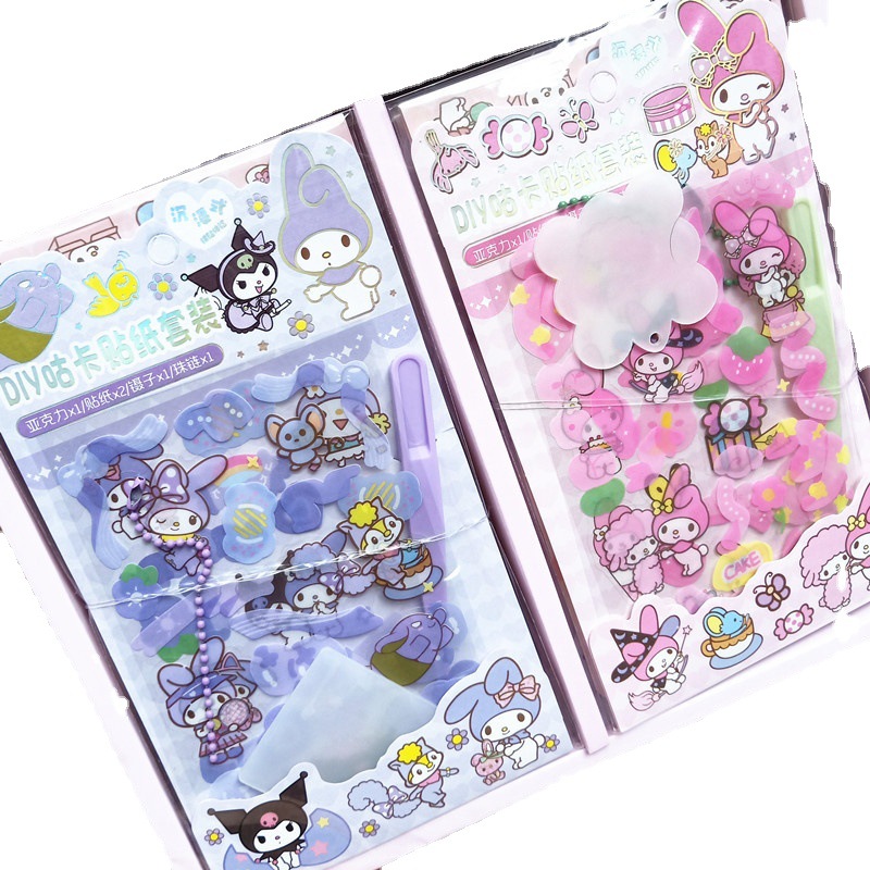 Clow M Melody Cinnamoroll Babycinnamoroll Journal Stickers Acrylic Goo Card and Paper Sticker DIY Keychain Goo Plate Bead Necklace