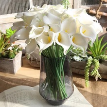 37cm White PU Fake Flower Artificial Calla Lily for Home跨境