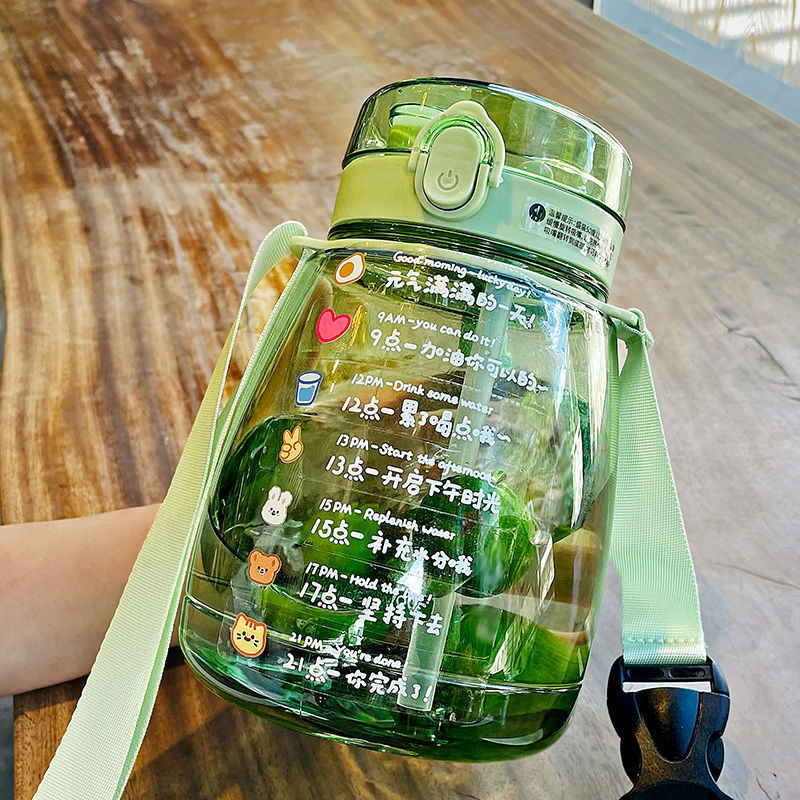 double drink cup with straw cute big belly drinking cup large capacity cup female student portable summer plastic cup water
