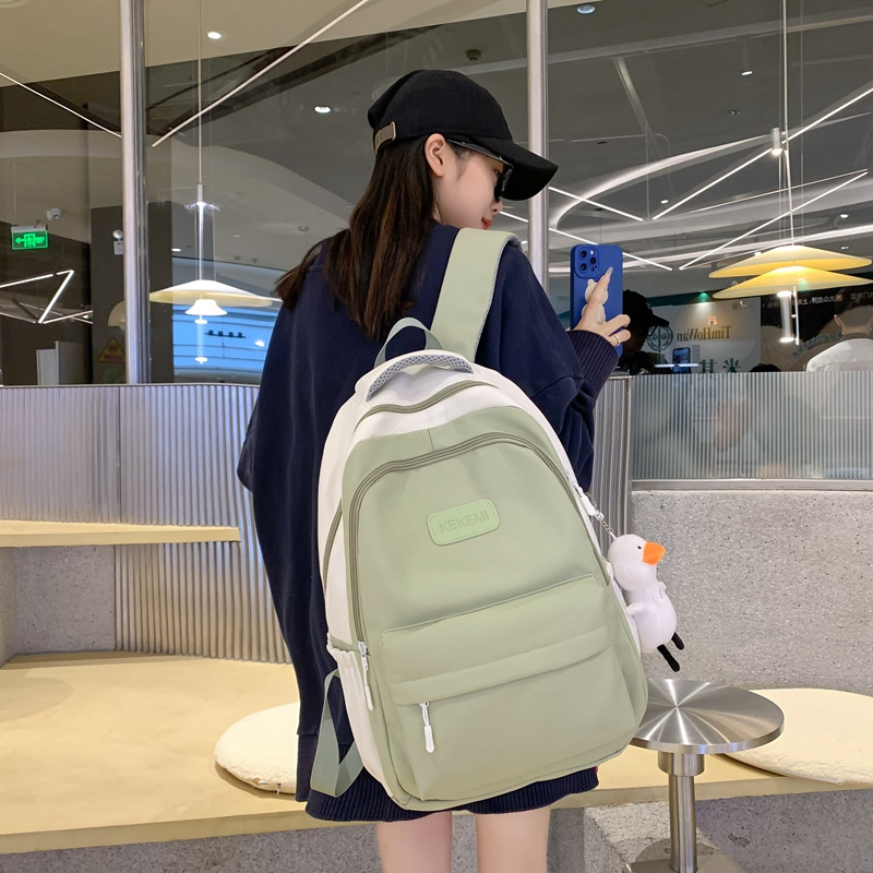 Backpack Women's New Large-Capacity Backpack Junior High School Bag High School and College Student Travel Bag Contrast Color Schoolbag Wholesale