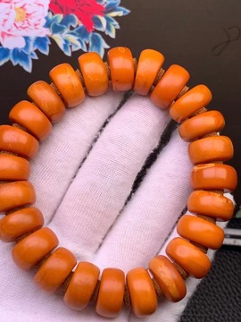 天然蜜蜡老蜜车轮手链年代质感古色古香自由拆搭配diy尺寸15 mm