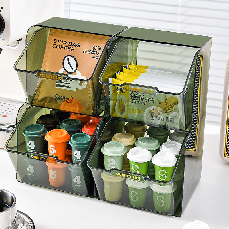 Tea Bag Storage Box Office Coffee Milk Tea Instant Organize and Storage Desktop Mask Lipstick Cosmetic Shelf