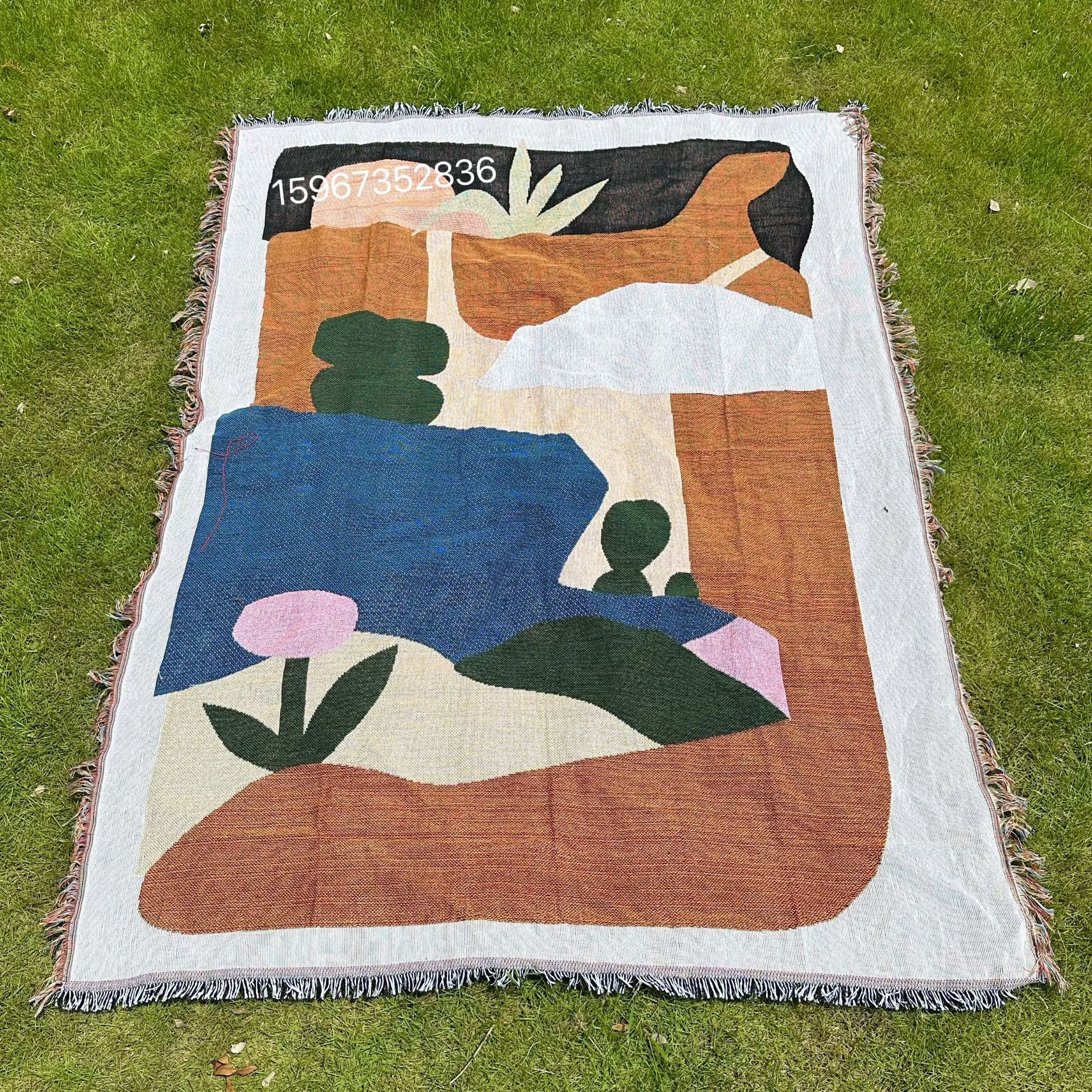 ins风 跨境毯 户外跨境地毯 地垫 装饰毯 野营毯 露营毯-阿里巴巴