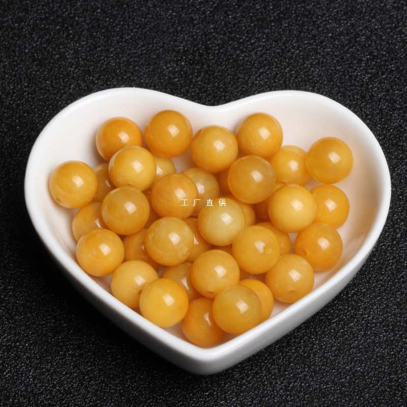 天然老黄玉散珠子玉石手工串珠diy手链翡翠单颗饰品配饰项链-阿里巴巴