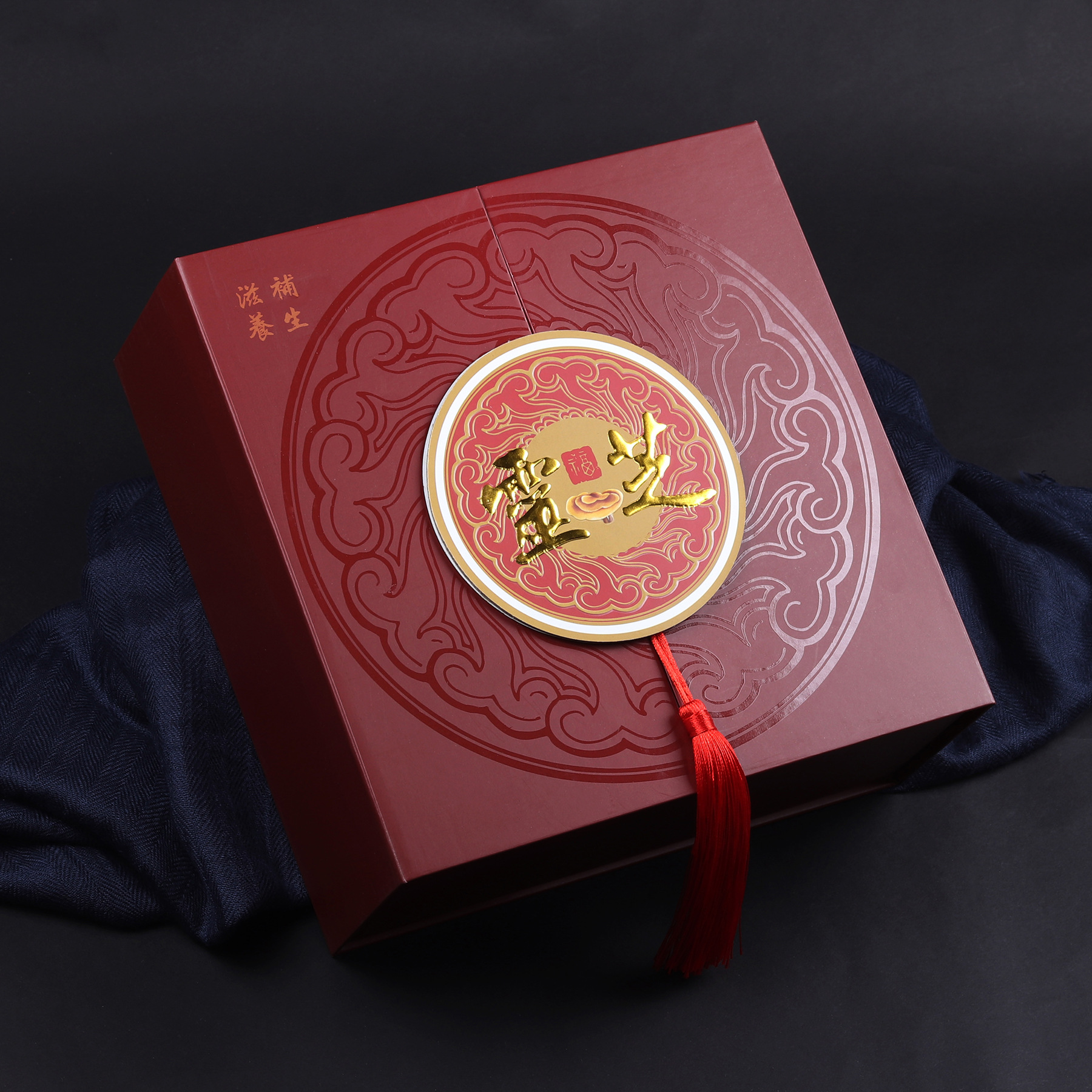 新款水晶八角花旗参包装盒红色礼盒礼品纸盒高档加厚亚克力250克