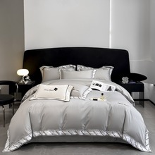 轻奢风四件套60支全棉纯棉床单被套四季款纯色床上用品高级感1.8m