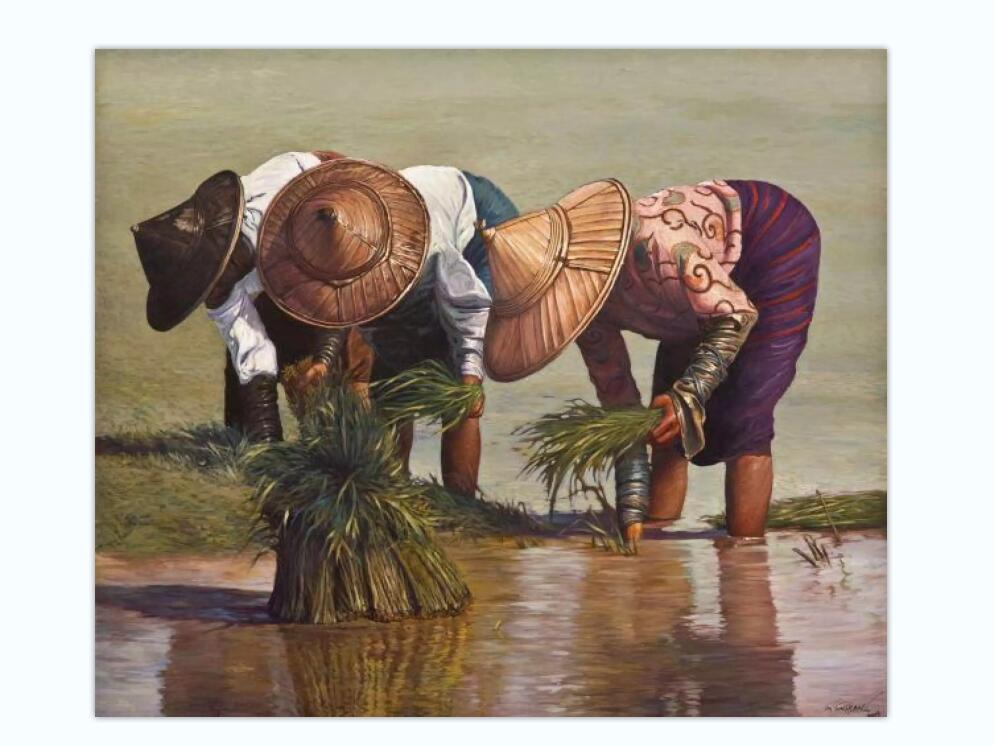 农民耕种插秧劳动人物满钻画新款客厅卧室点贴钻十字绣外贸定个制