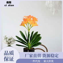 君子兰盆景花假花套装绿植室内客厅电视玄关柜摆放吧台装饰花