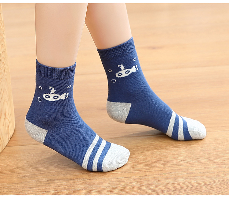 儿童袜子秋冬男童卡通宝宝春秋季薄款海洋男孩中大童学生吸汗棉袜