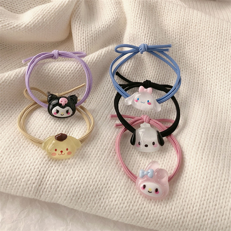 MIZI Transparent Cartoon High Elastic Hair Rope Pacha Dog Ins Girl Heart Couple Cute Headwear Hair Ring Small Rubber Band hair accessories