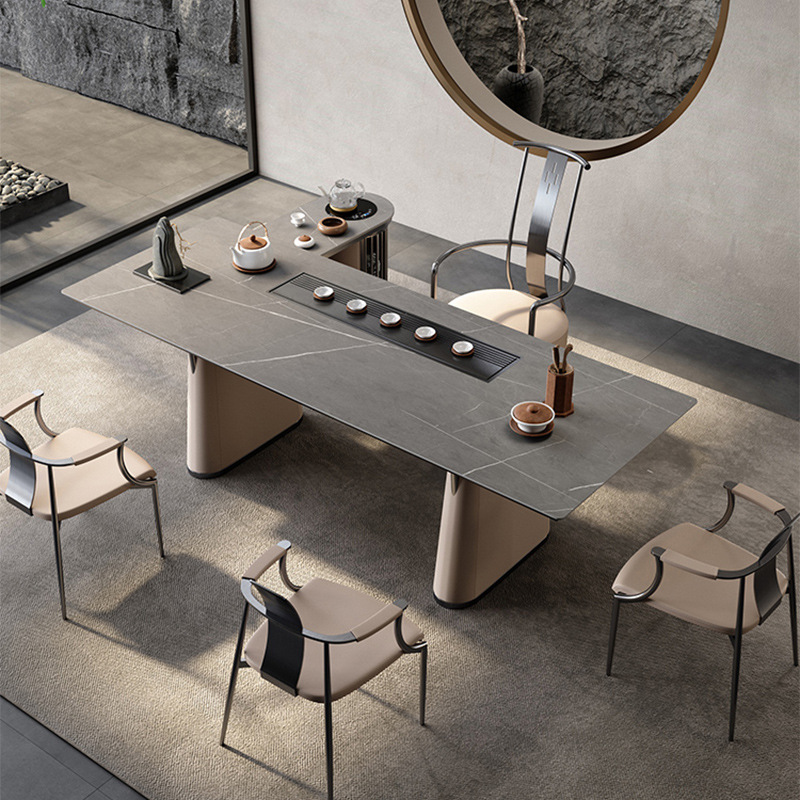 岩板茶台现代简约轻奢茶桌椅组合客厅设计师高端泡茶桌组合一体式