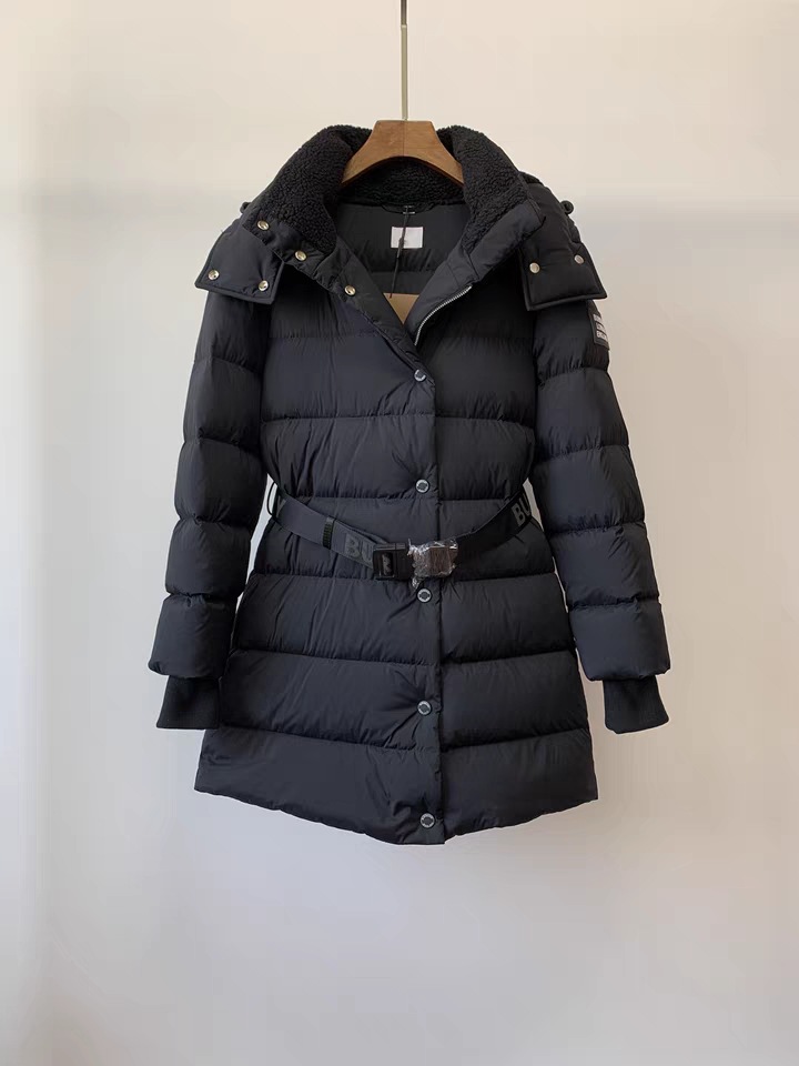 巴宝莉20秋冬可拆式连帽中长款保暖羽绒服外套女