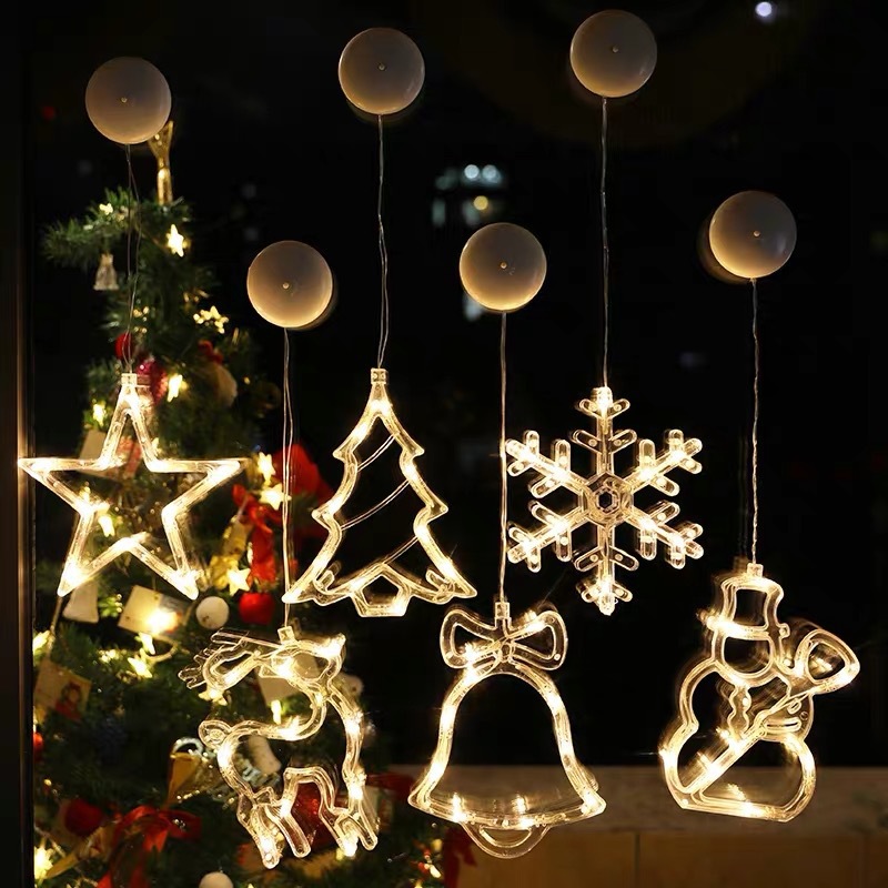 圣诞节装饰灯创意布置彩灯挂灯氛围灯圣诞树小挂件橱窗玻璃吸盘灯