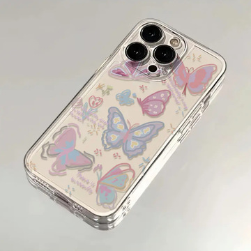 胶感蝴蝶彩色iphone15苹果手机壳14promax软13pro透明12/创意11女