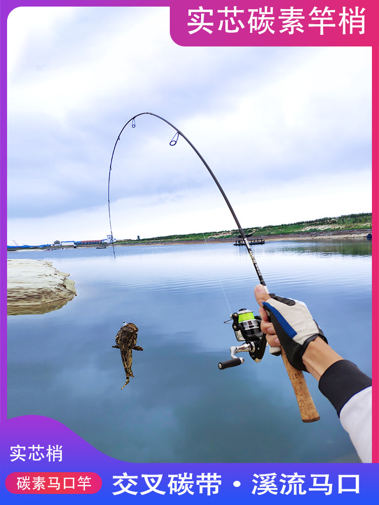 盛河小驹实心马口竿ul超软调碳素白条竿直枪柄杆水滴轮路亚竿套装