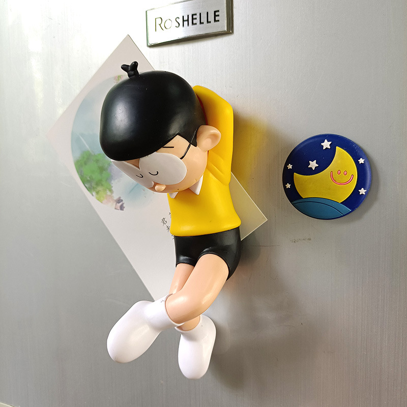 大号可爱日本动漫耐摔大雄冰箱贴蓝胖子睡觉卡通立体磁贴装饰贴
