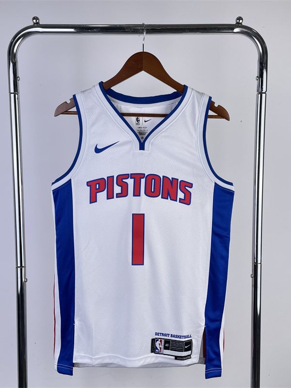 23赛季 活塞队 白色 1号 艾佛森2号 坎宁安 25号 罗斯nba球衣