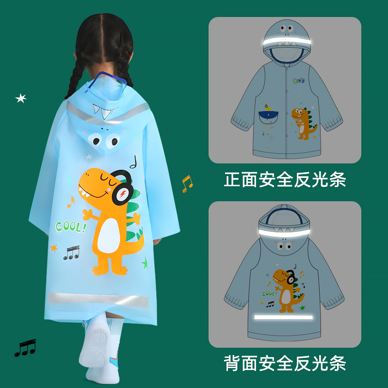 Mu Meng New Children's Raincoat Boys and Girls Students Kid Baby Poncho Kindergarten Dinosaur Full Body Waterproof