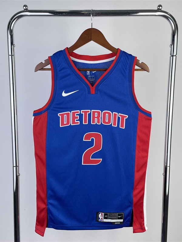 23赛季活塞队 客场 蓝色 1号 艾佛森 2号 坎宁安25号 罗斯nba球衣