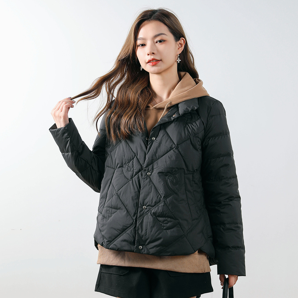 寒冬思羽新款女式90绒白鸭绒羽绒菱形格纯色简纯色约女装羽绒服