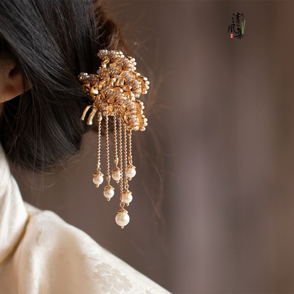 松枝簪 发钗 古风古典旗袍 中国风 少女 日常配饰发簪流苏 步摇