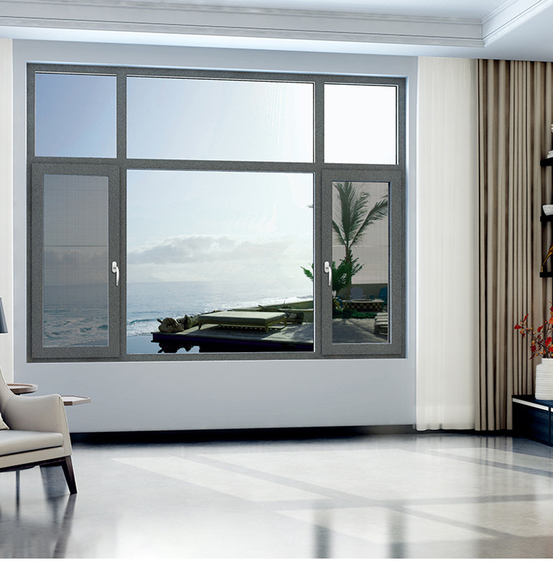 定制断桥铝合金卧室隔音铝合金窗隔热防水封阳台玻璃平开窗推拉窗